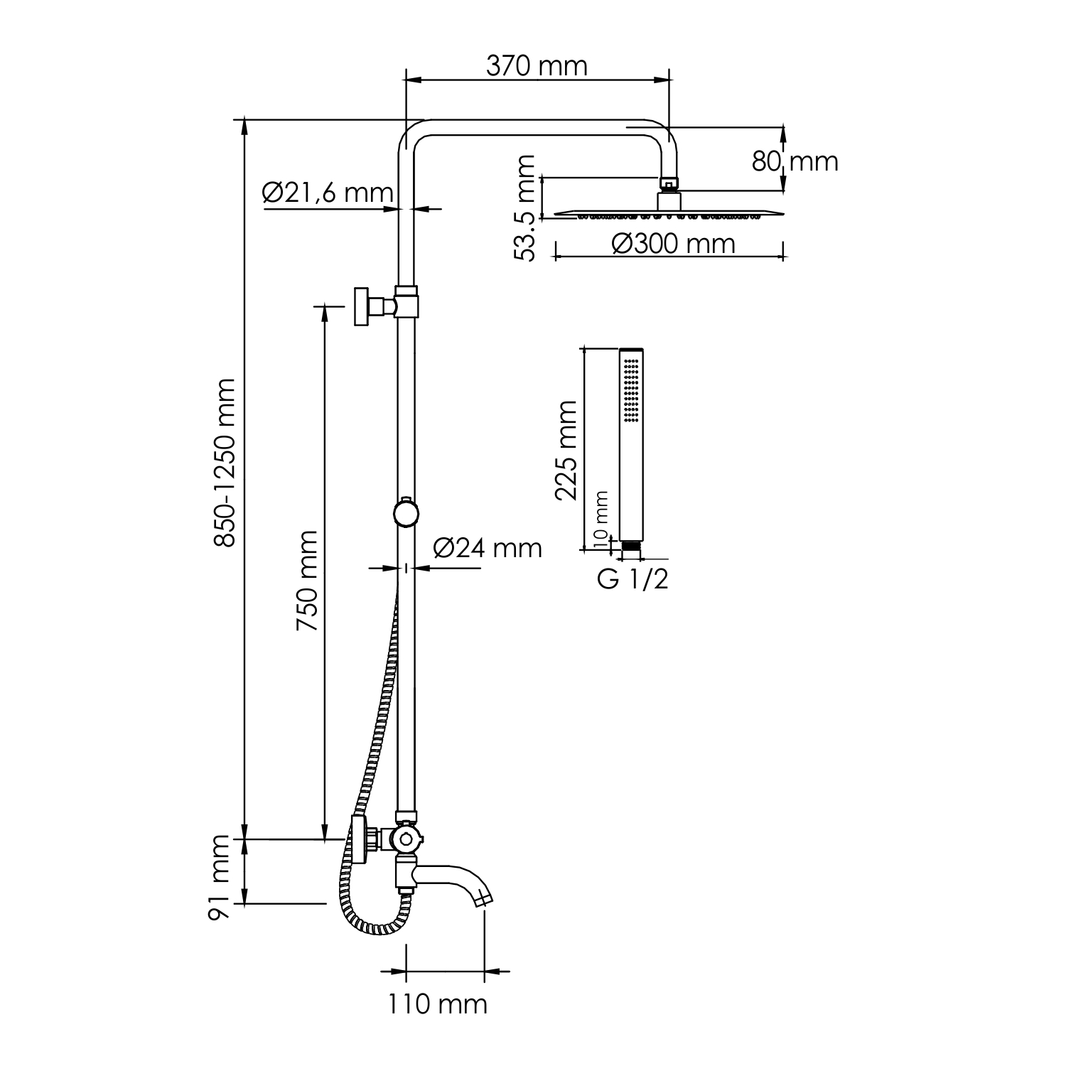 Душевая система WasterKraft A188.116.137.010.CH Thermo