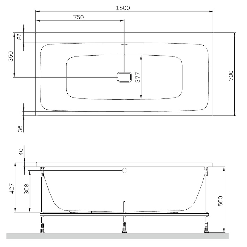Акриловая ванна AM.PM Func (150х70) W84A-150-070W-A