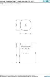 Раковина накладная (46х46) Serel 3049