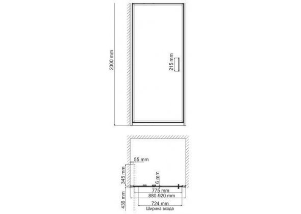 Душевая дверь (90х200) WasserKRAFT Salm 27I04