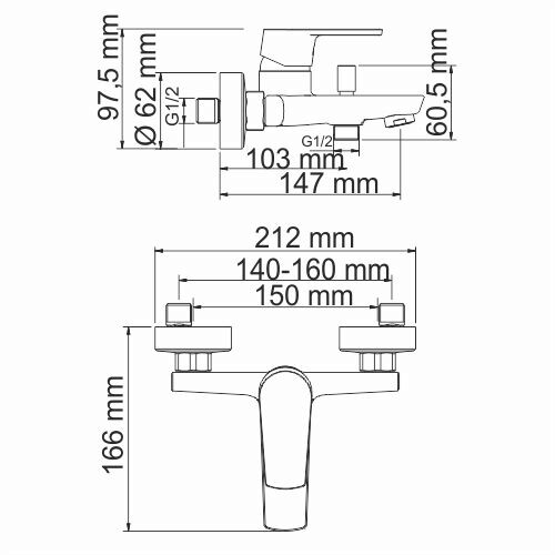 Смеситель для ванны  WasserKRAFT Dill 6101