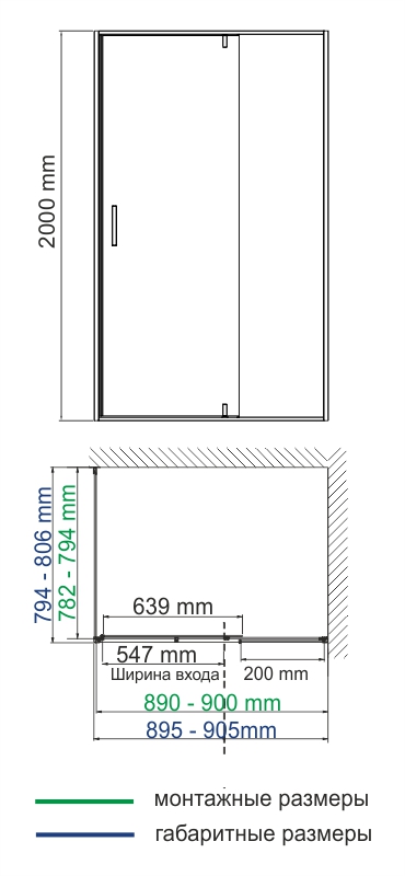 Душевой уголок (90х80) WasserKRAFT Elbe 74P20