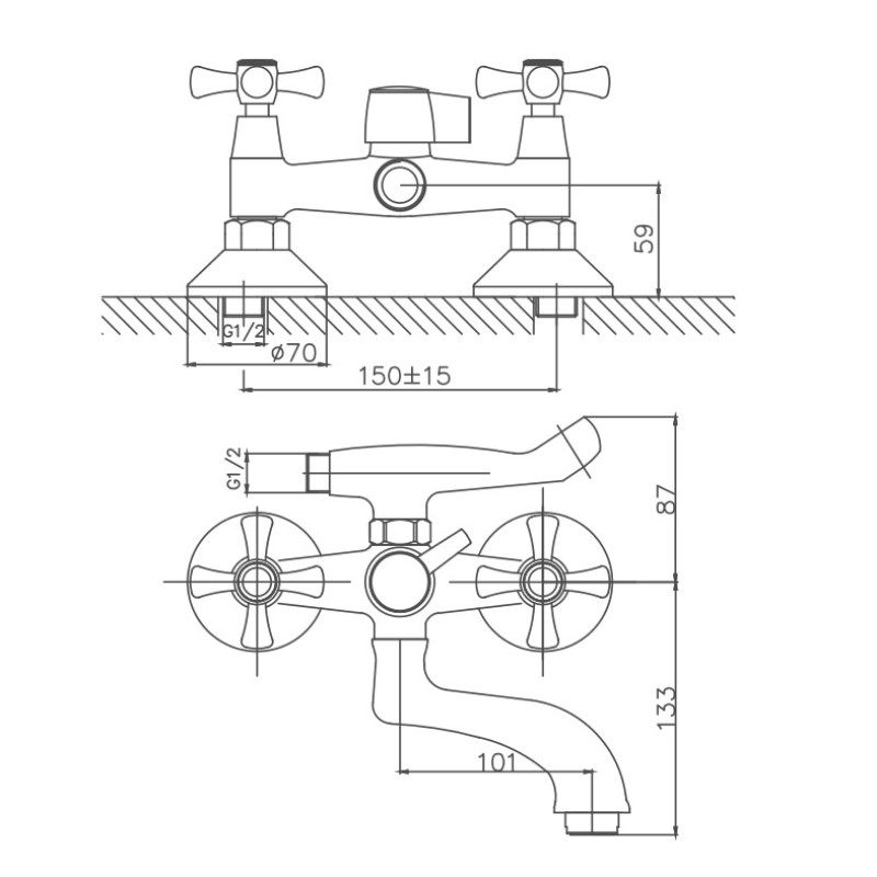 Смеситель для ванны Cron CN3042