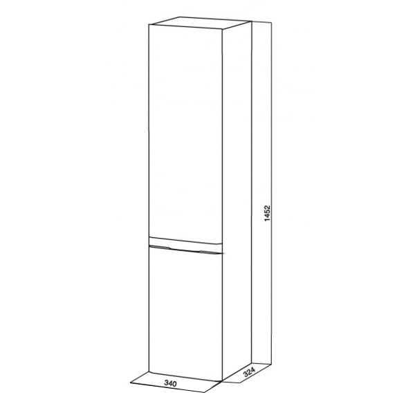 M55CHR0341WG BLISS, шкаф-колонна подвесной, правый, 34см, двери с доводчиками, белый,глянец