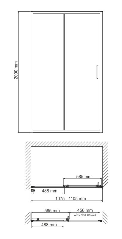 Душевая дверь (110х200) WasserKRAFT Main 41S13