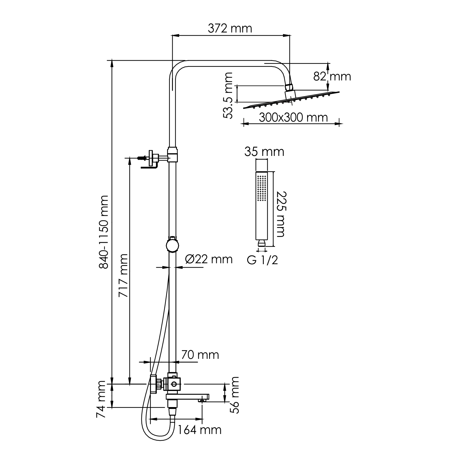 Душевая система WasserKraft A299.162.218.BM Thermo