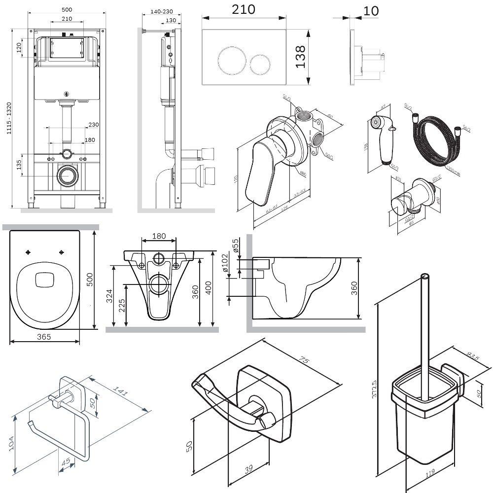 Комплект унитаза с инсталляцией и аксессуарами AM.PM Inspire V2.0 CK90GJ