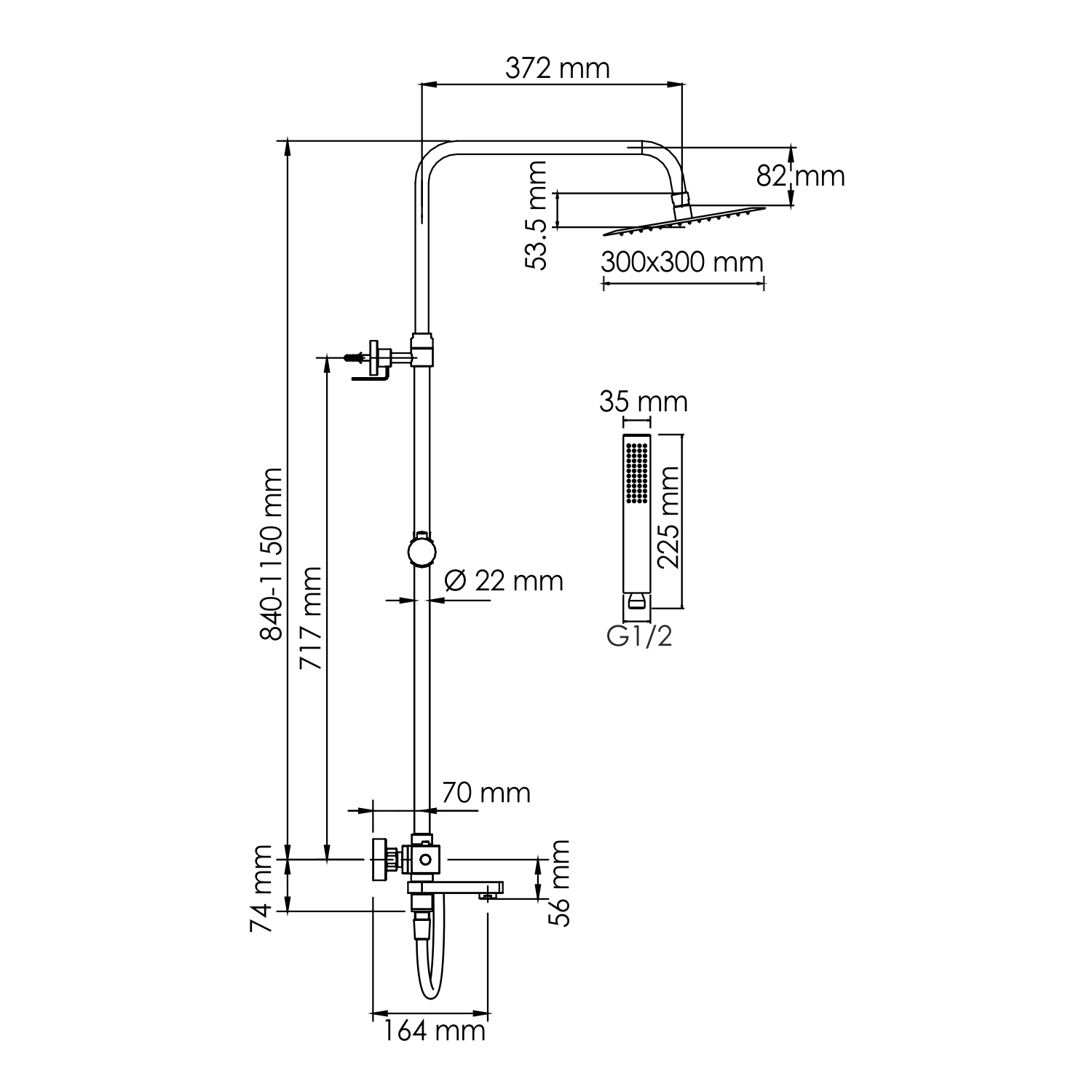 Душевая система WasserKRAFT A199.118.103.087.CH Thermo