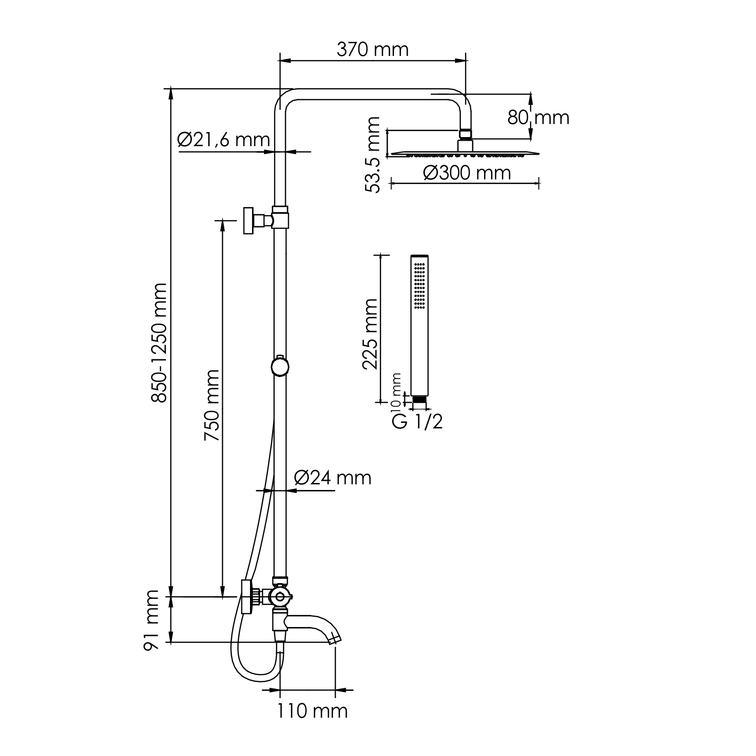 Душевая система WasserKRAFT A288.160.217.BM Thermo