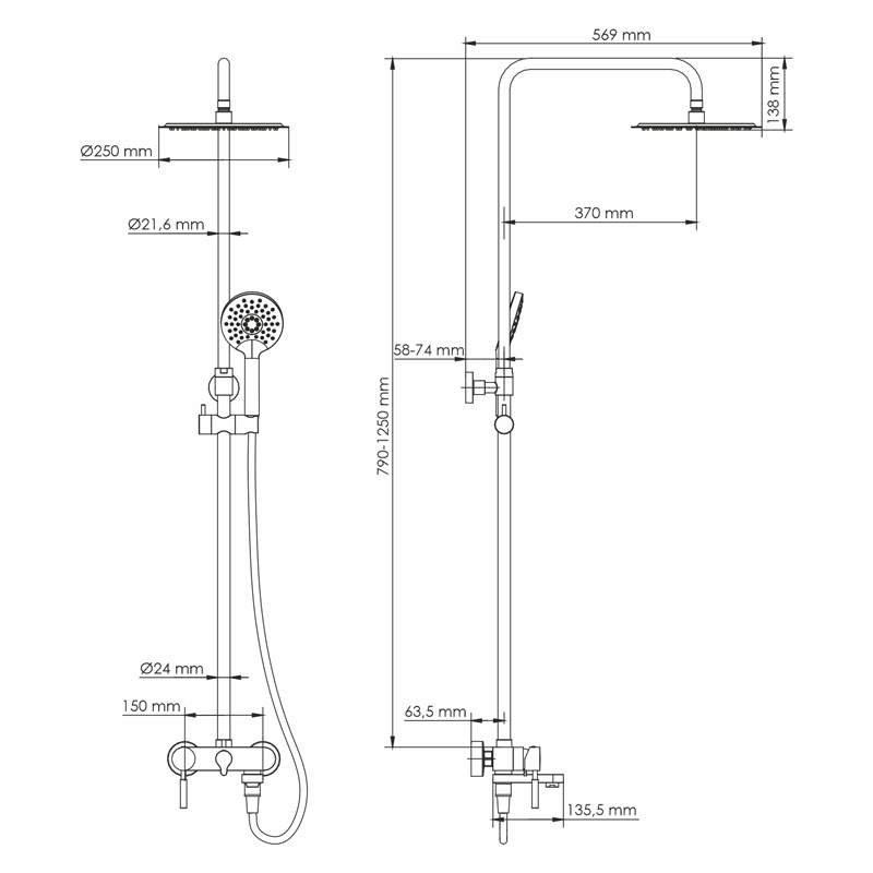 Душевая система с изливом WasserKRAFT A14201