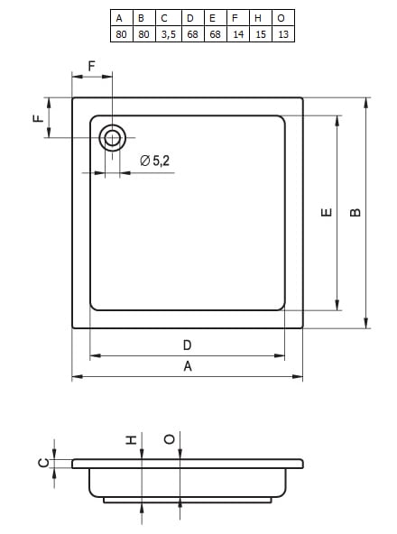 Душевой поддон RIHO Apollo Акриловый 80 x 80 x 13 DC0100500000000