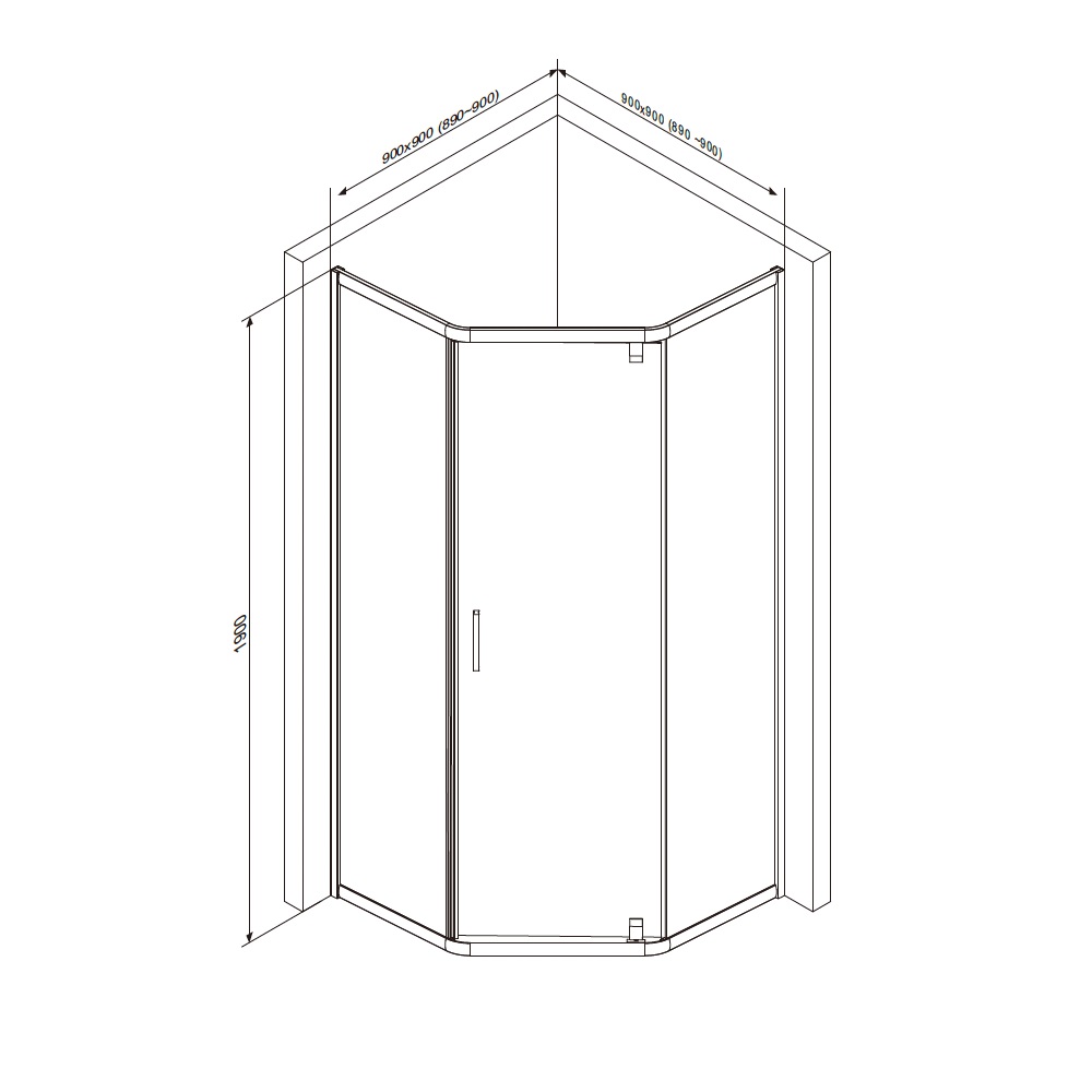 Душевой уголок (90х90) Am.Pm Gem 5-corner Pivot W90G-405-090MT