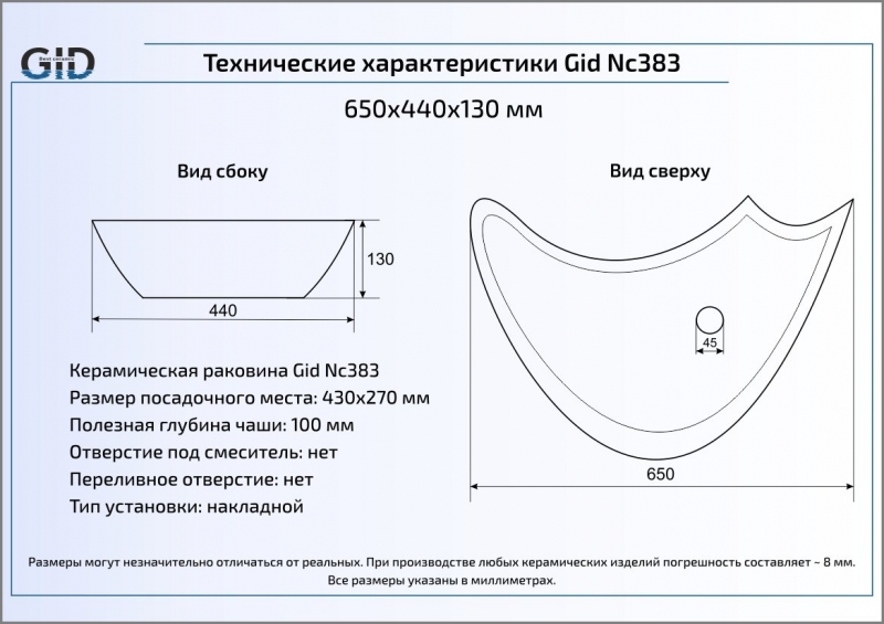 Раковина GID 52207