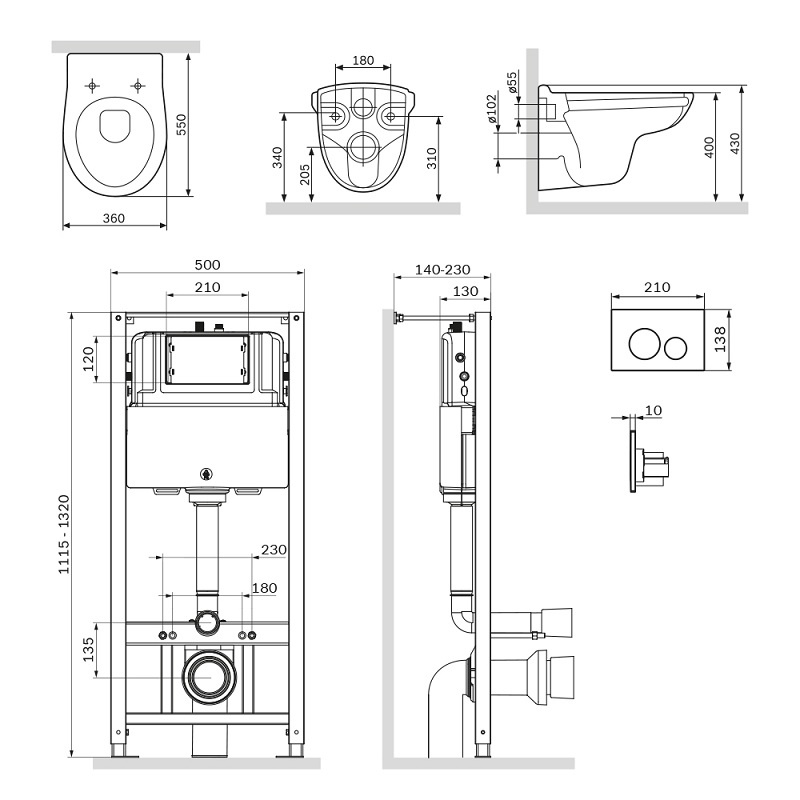 Комплект унитаз и инсталляция Am.Pm IS49051.741700
