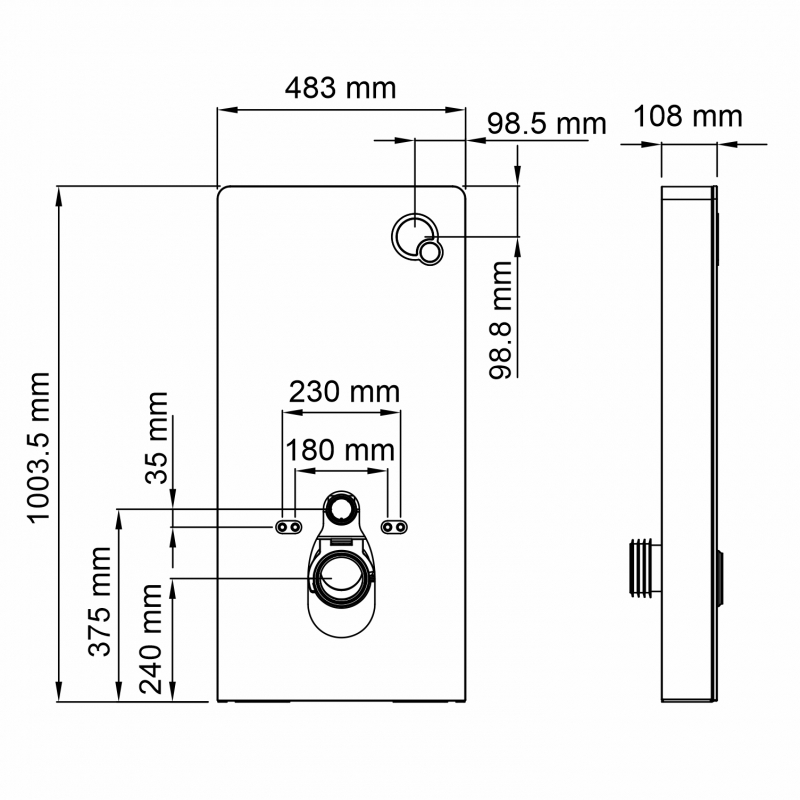 Пристенный модуль системы инсталляции для унитазов WasserKRAFT Naab 86TLT.040.PE.WH