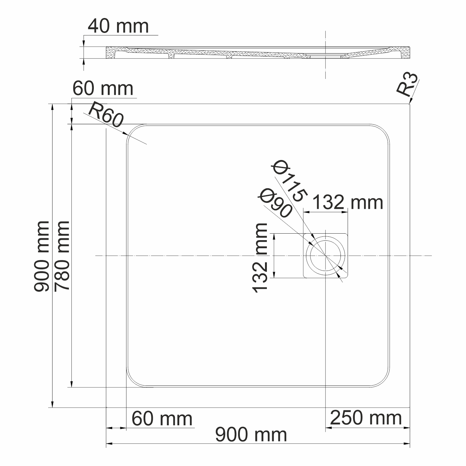 Душевой поддон (90х90) WasserKRAFT Neime 19T03