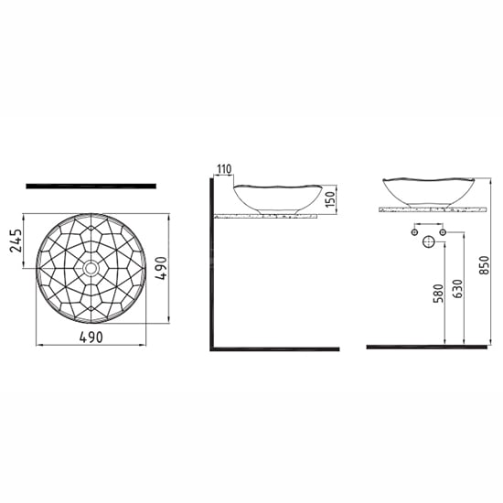 Раковина накладная (49х49) Bien Pent PNLG04901FD0W3000