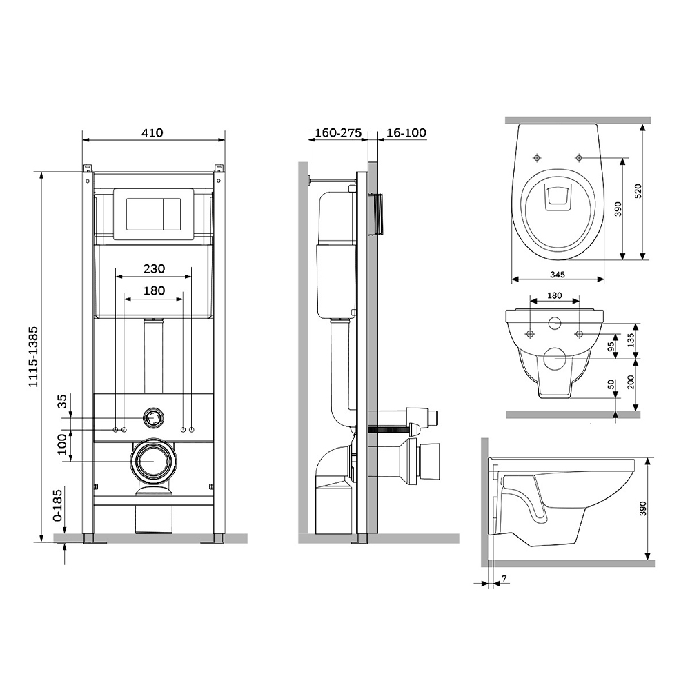 Комплект унитаза с инсталляцией Damixa Jupiter DX77.IS10151.1738