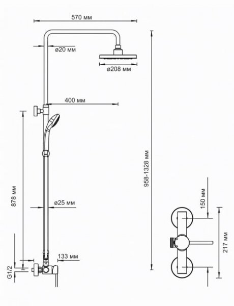Душевая система WasserKRAFT A12202