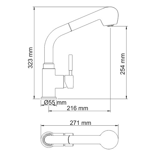 Смеситель для кухни с выдвижной лейкой WasserKRAFT A8247