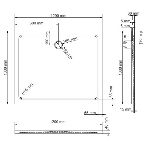 Душевой поддон (120х100) WasserKRAFT Berkel 48T10