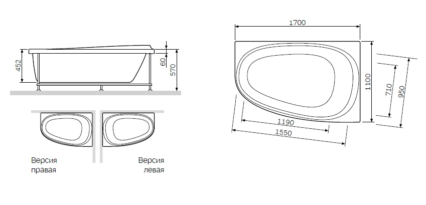 Ванна акриловая (170х110) Am.Pm Like W80A-170L110W-A