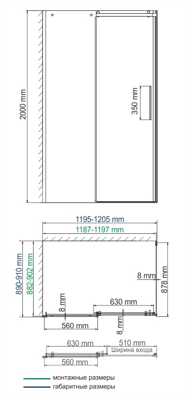 Душевой уголок (120х90) WasserKRAFT Dinkel 58R07