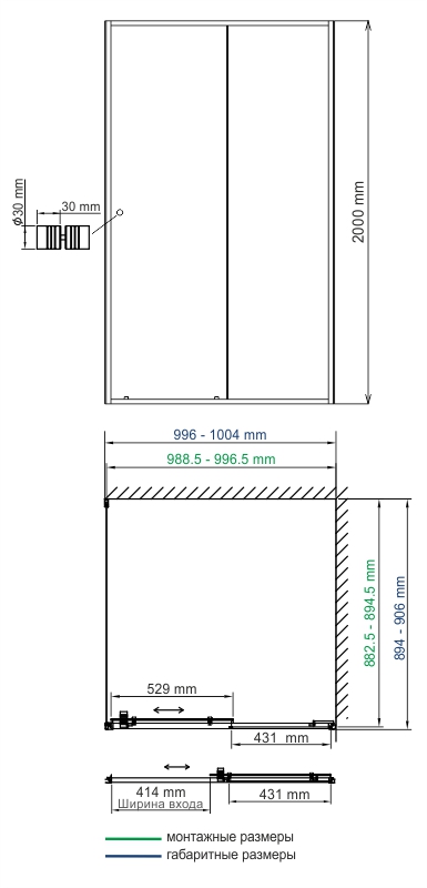 Душевой уголок (100х90) WasserKRAFT Rhin 44S22