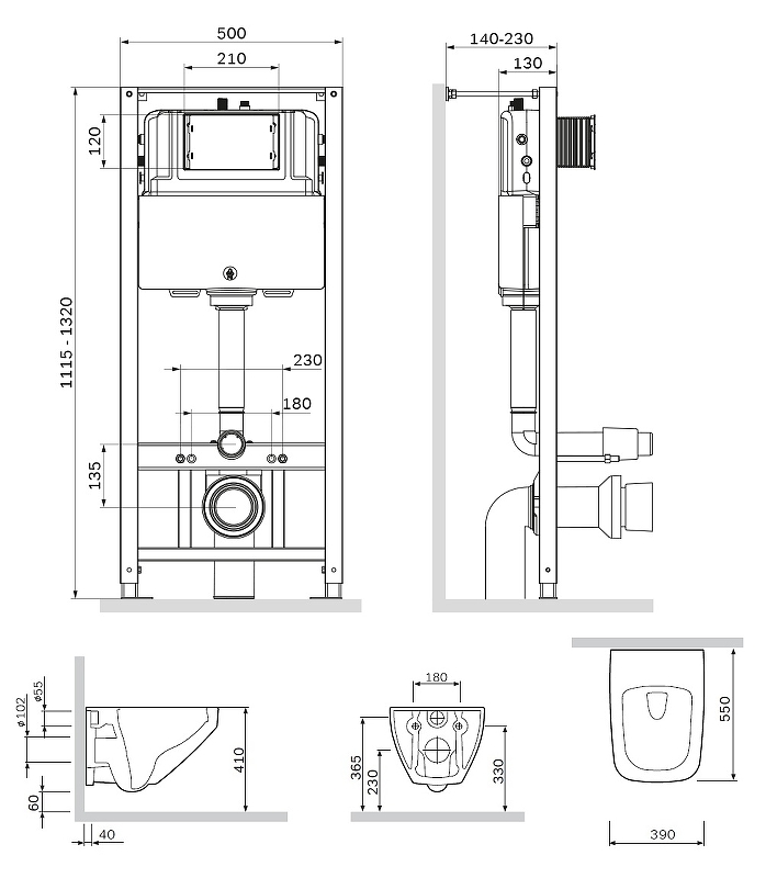 Комплект унитаз и инсталляция AM.PM Inspire 2.0 CK50GD