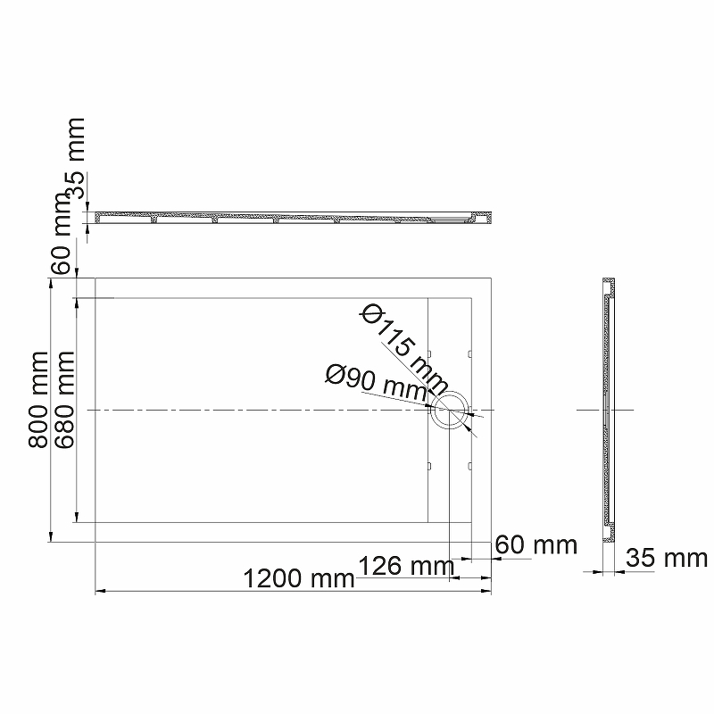 Душевой поддон (120х80) WasserKRAFT Abens 20T06