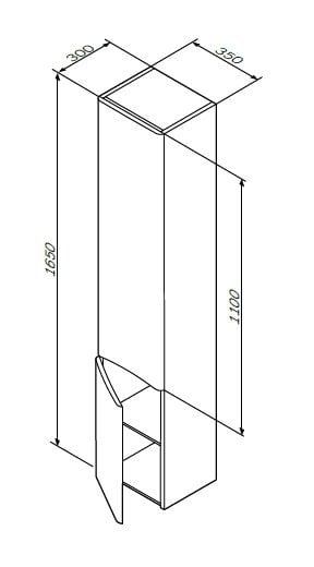 M80CHR0356VF Like, шкаф-колонна, подвесной, правый, 35 см, двери, венге, текстурированный