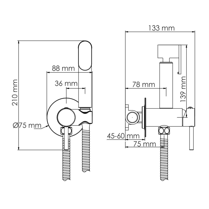 Гигиенический душ со смесителем WasserKRAFT A70938