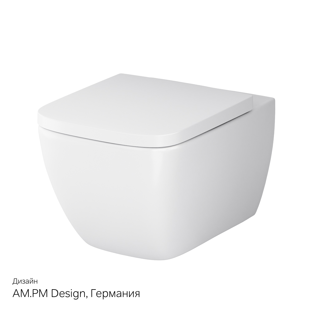 Подвесной унитаз безободковый с сиденьем микролифт Am.Pm Gem C901701SC