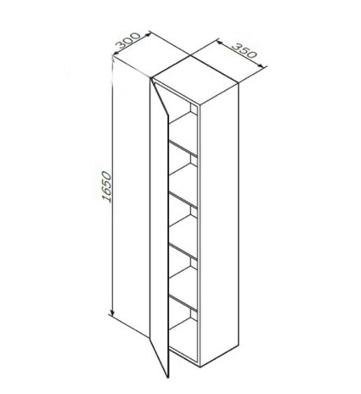 M70ACHML0356WG Spirit V2.0, шкаф-колонна, подвесной, левый, 35 см, зеркальный фасад, цвет: белый, гл
