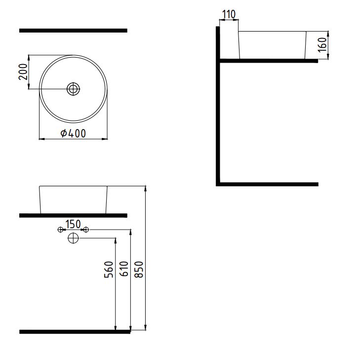 Раковина накладная (40х40) Bien Harmony HRLG04001FD0W3000