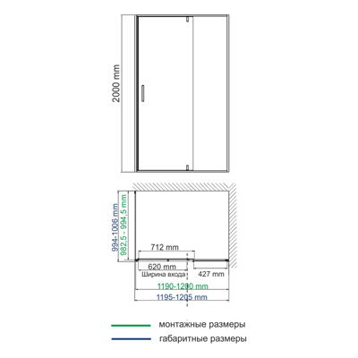 Душевой уголок (120х100) WasserKRAFT  Rhin 19P10