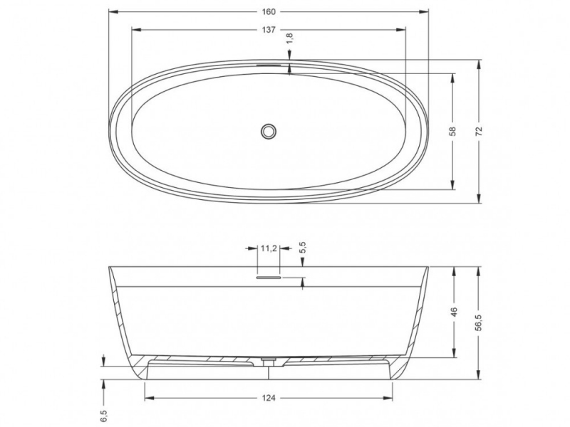 Ванна из искусственного камня Riho Oval (160х72) B129001105