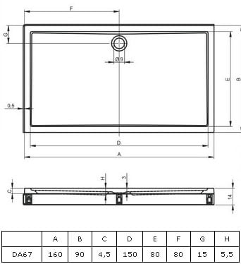 Душевой поддон RIHO DAVOS 259 Акриловый 160x90x4,5 D002010005
