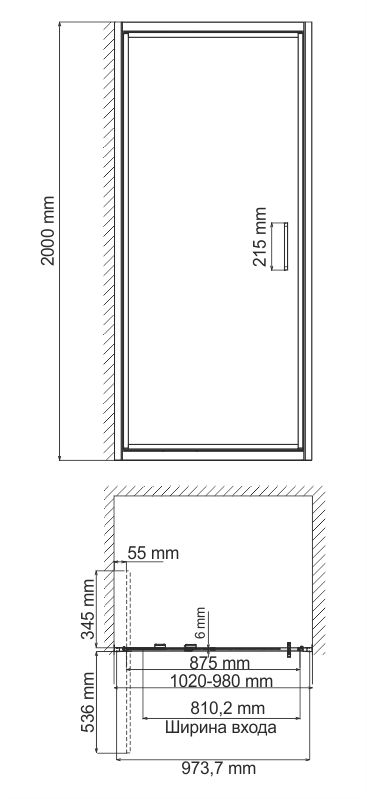 Душевая дверь (100х200) WasserKRAFT Salm 27I12