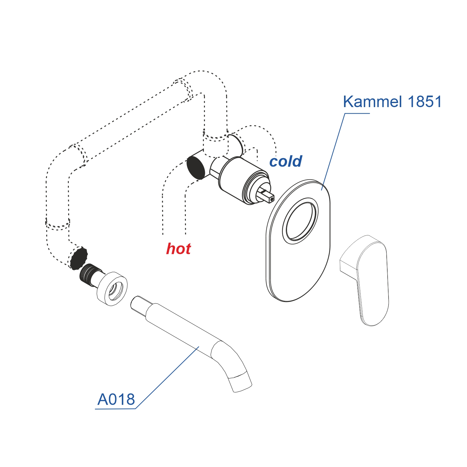 Встраиваемый комплект для раковины WasserKRAFT Kammel 1800 A18583, хром