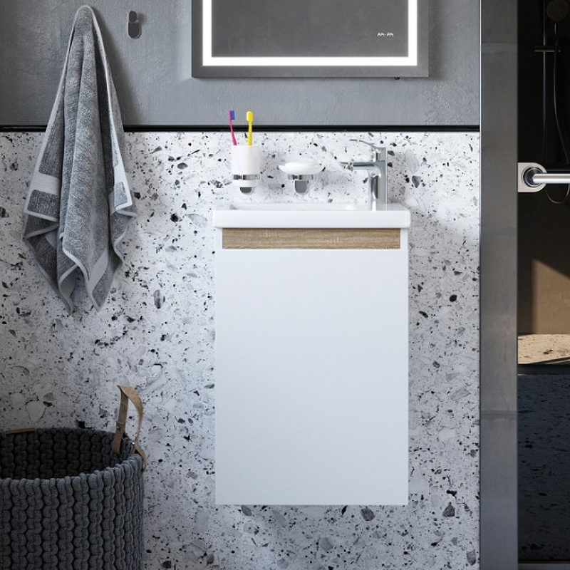 Тумба с раковиной со смесителем и аксессуарами AM.PM X-Joy 45 BK85FG