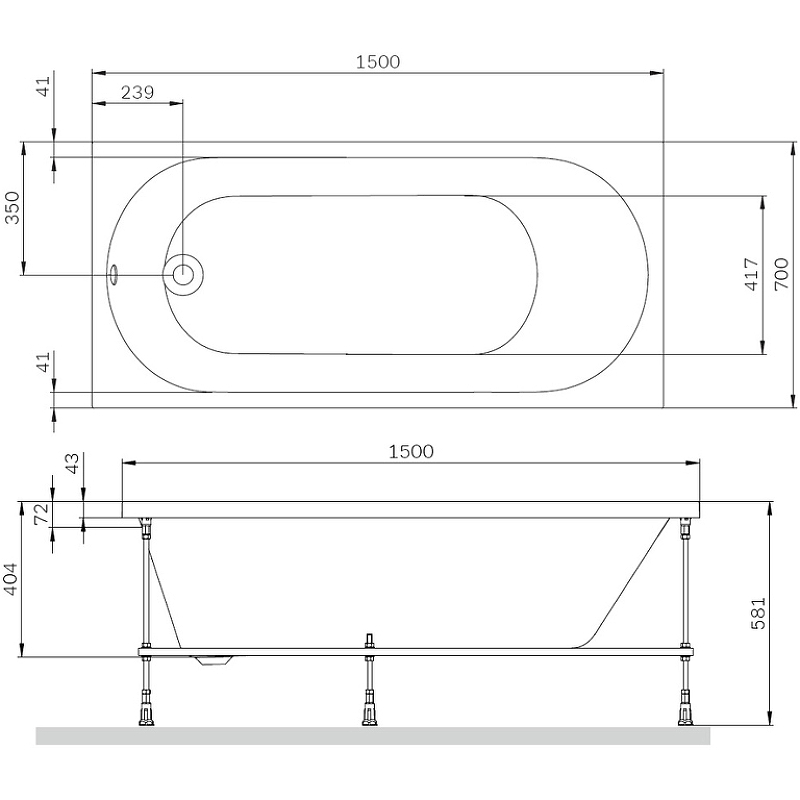 Акриловая ванна AM.PM X-Joy 150х70 W94A-150-070W-A1