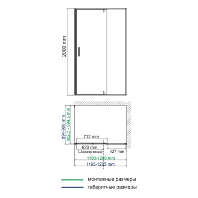 Душевой уголок (120х90) WasserKRAFT  Rhin 19P07