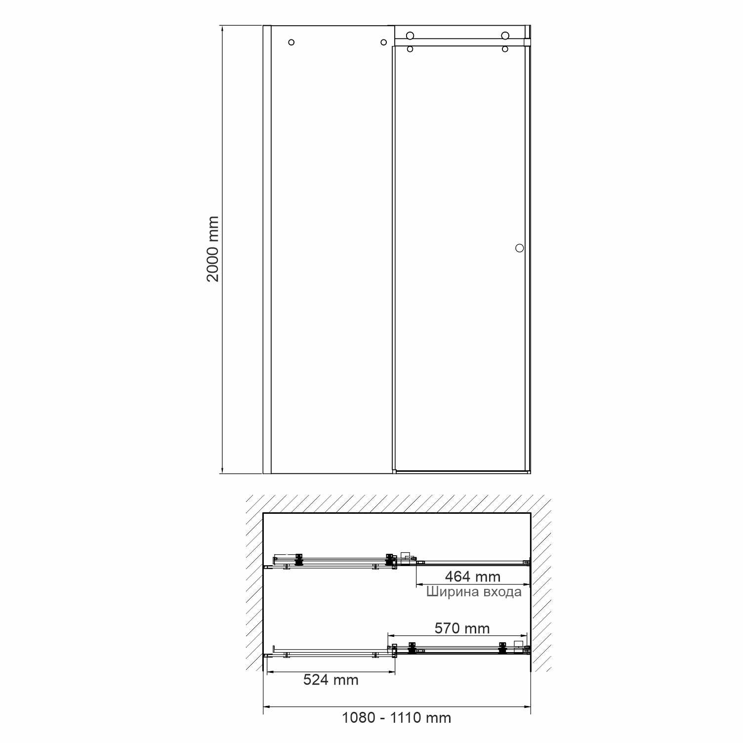 Душевая дверь (110х200) WasserKRAFT Vils 56R13