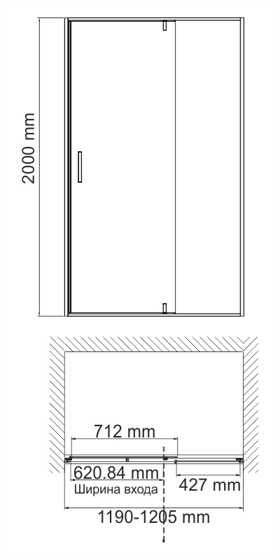 Душевая дверь (120х200) WasserKRAFT Aisch  55P05