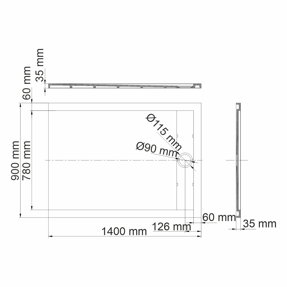 Душевой поддон (140х90) WasserKRAFT Rhin 44T36