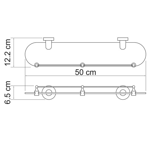 Полка стеклянная с бортиком WasserKRAFT Isen K-4044