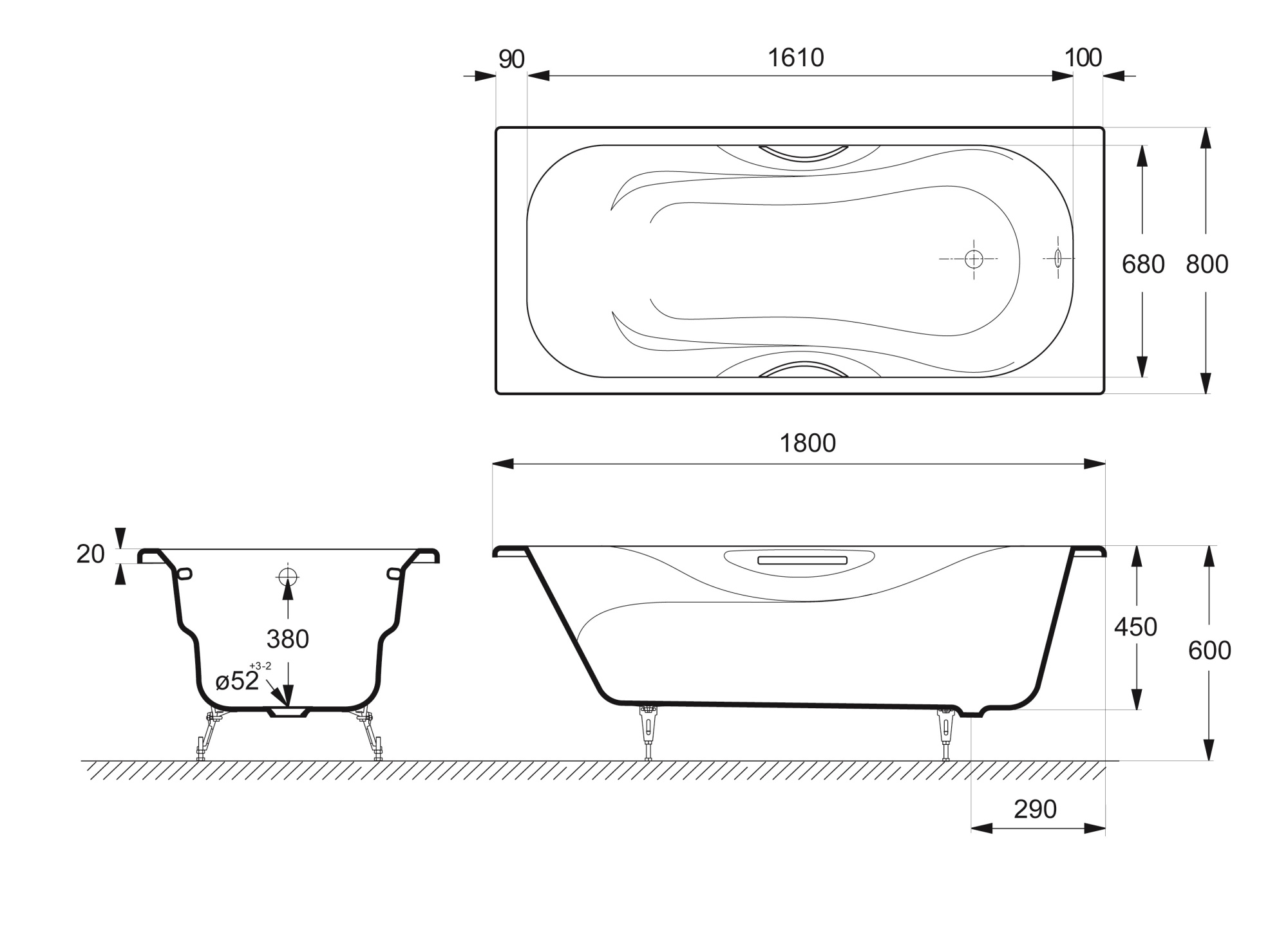 Ванна чугунная (180х80) Delice Malibu DLR230610