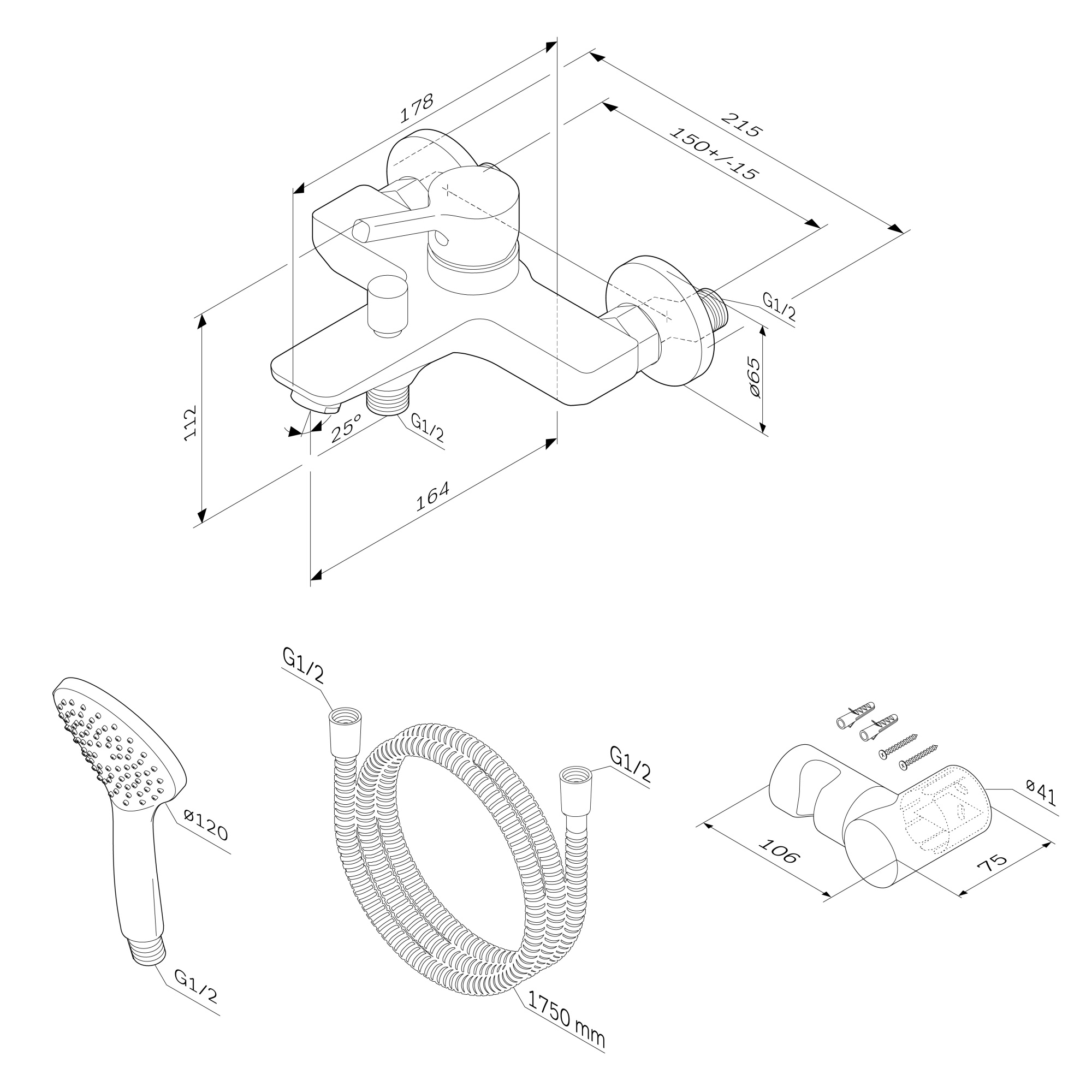 Смеситель для ванны Am.Pm X-Joy S F85B15000