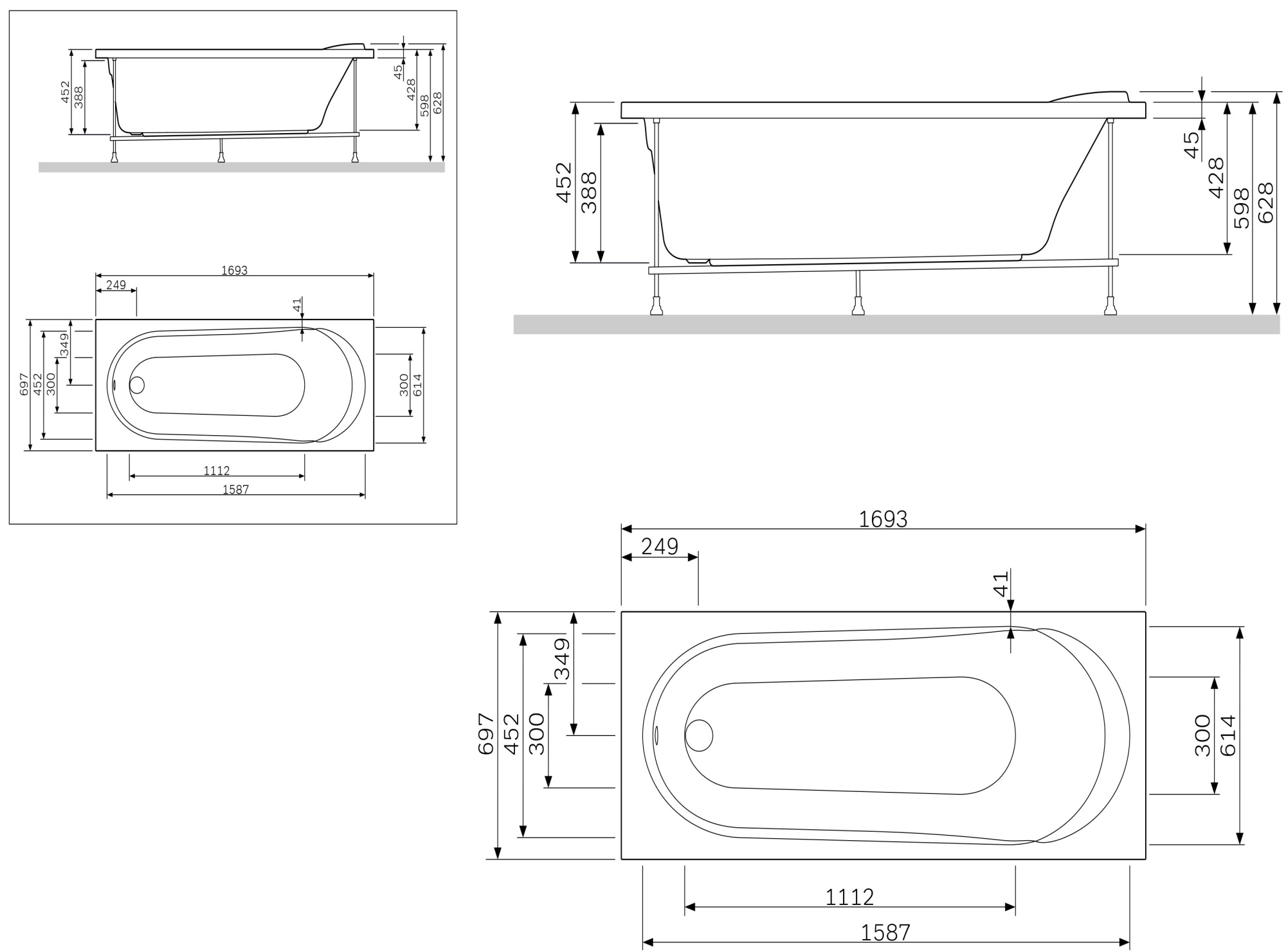 Панель фронтальная 170 Am.Pm Joy W85A-170-070W-P